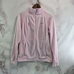 Columbia Jacket Womens Large Pink Fleece Benton Springs Full Zip Breast Cancer